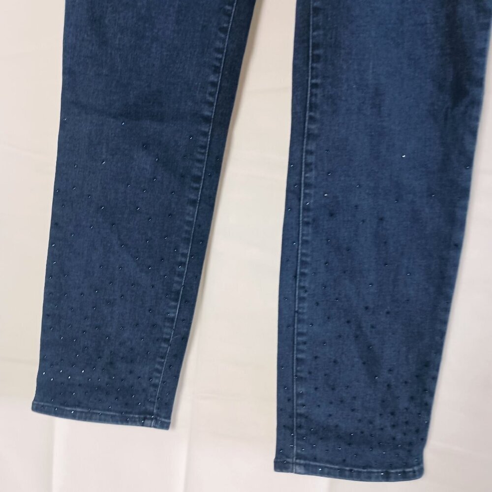 NYDJ Alina High Rise Slim Leg Jegging Jeans Sz 12 Blue Sparkle Stretch Denim - Picture 8 of 9